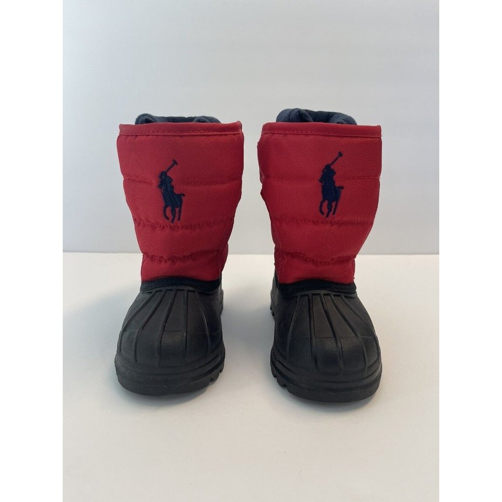 POLO RALPH LAUREN KIDS BOYS RED ALL WEATHER DUCK SNOW PONY BOOTS SHOES SIZE 4